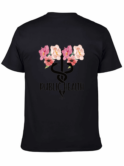 Floral Public Health T-Shirt - Black