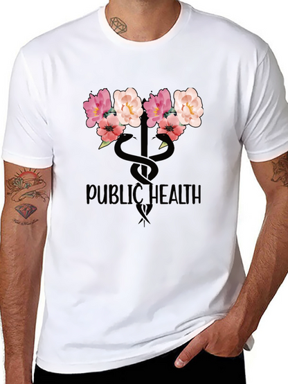 Floral Public Health T-Shirt - Black