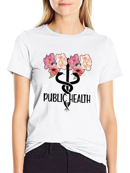 Floral Public Health T-Shirt - Black