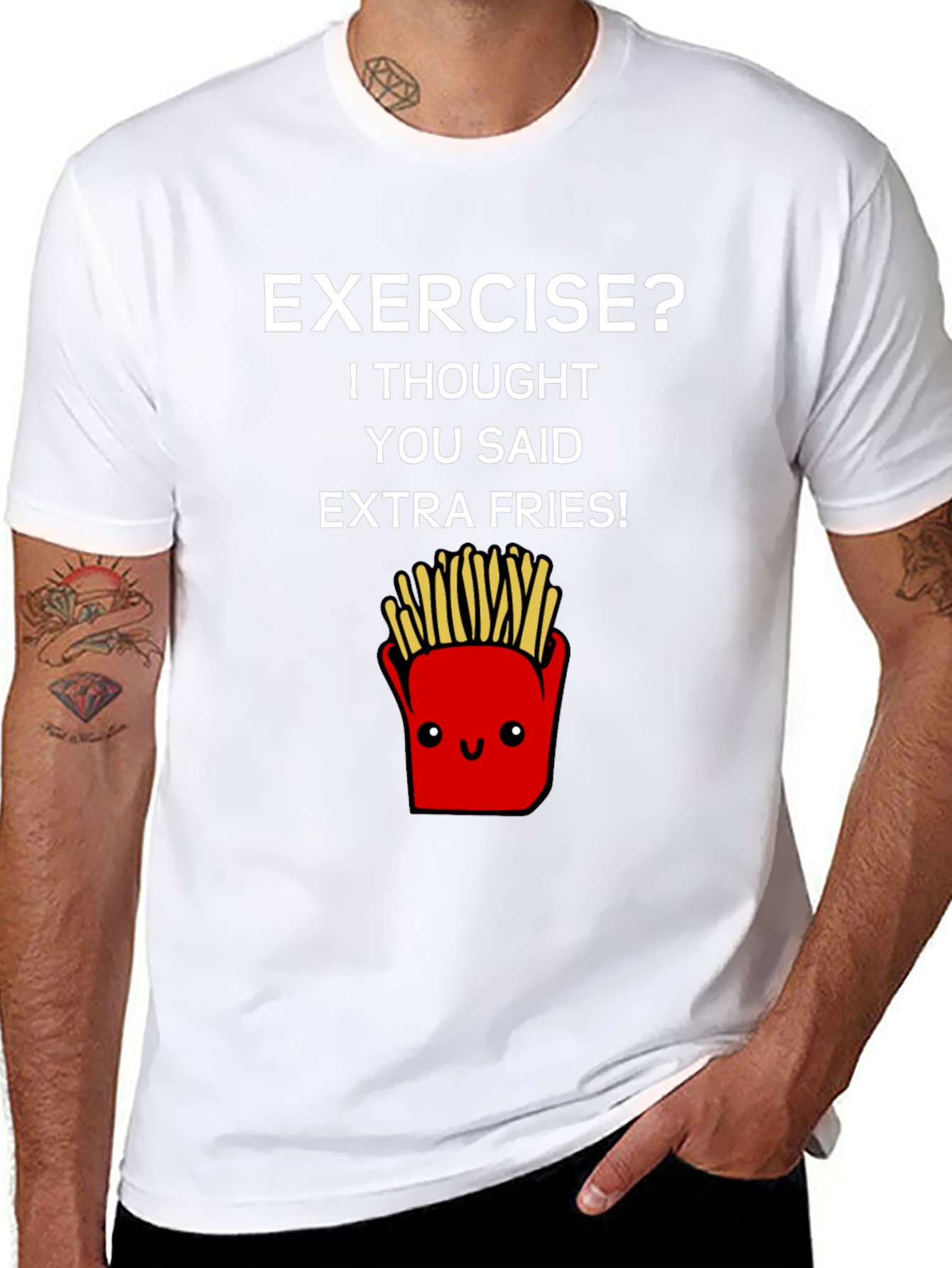 Exercise? Extra Fries T-Shirt - Funny Foodie Tee