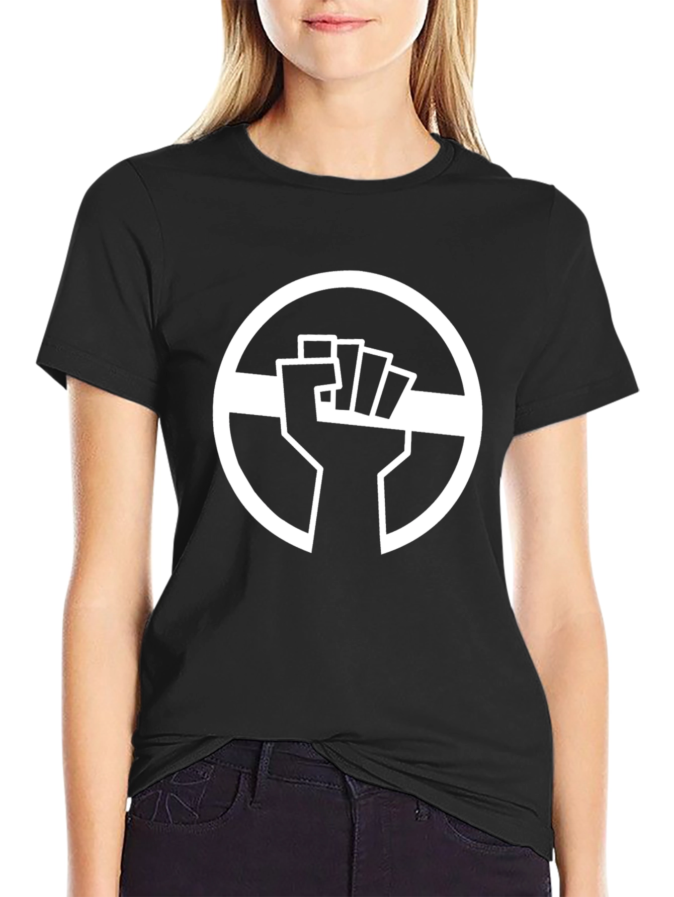 Black Graphic Tee - Raised Fist Circle Design