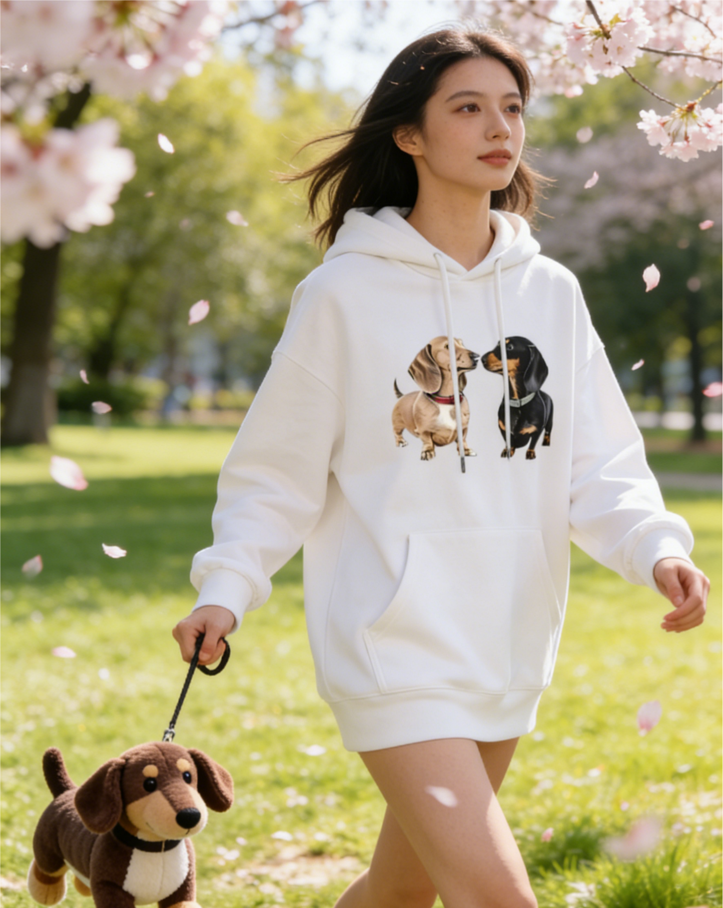 Cute Dachshund Heart Black Hoodie