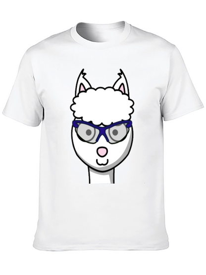 Alpaca with Glasses Graphic Tee - Funny Animal T-Shirt