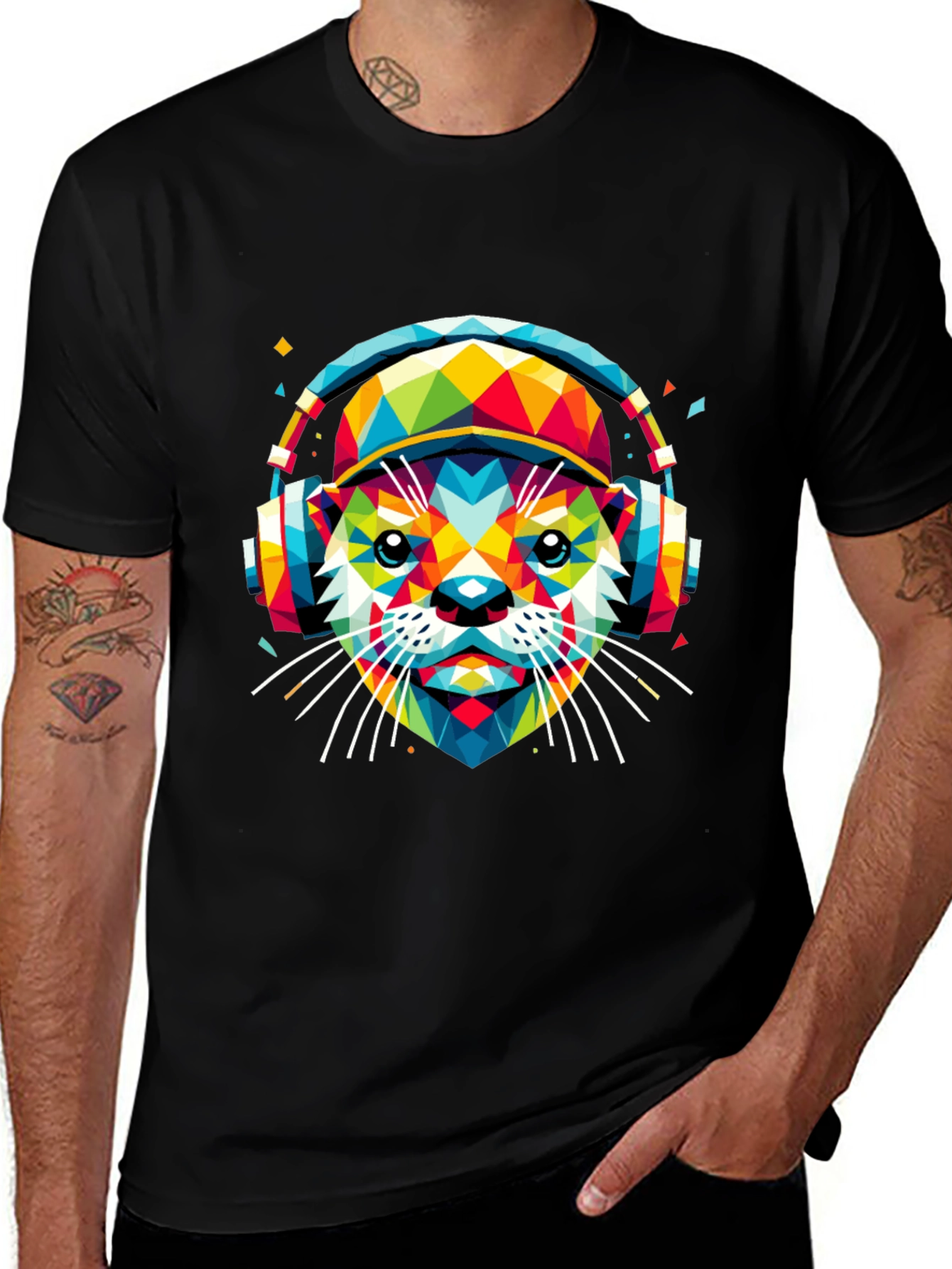 Vibrant Geometric Otter Graphic Tee