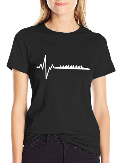 Rowing Heartbeat T-Shirt - Black