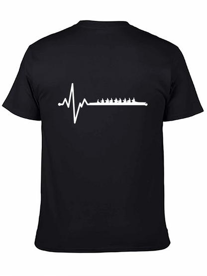 Rowing Heartbeat T-Shirt - Black