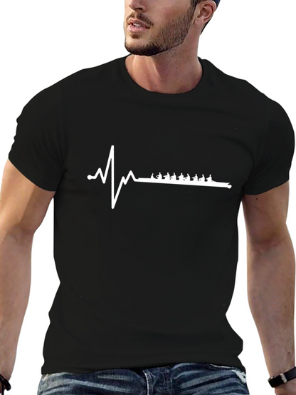 Rowing Heartbeat T-Shirt - Black