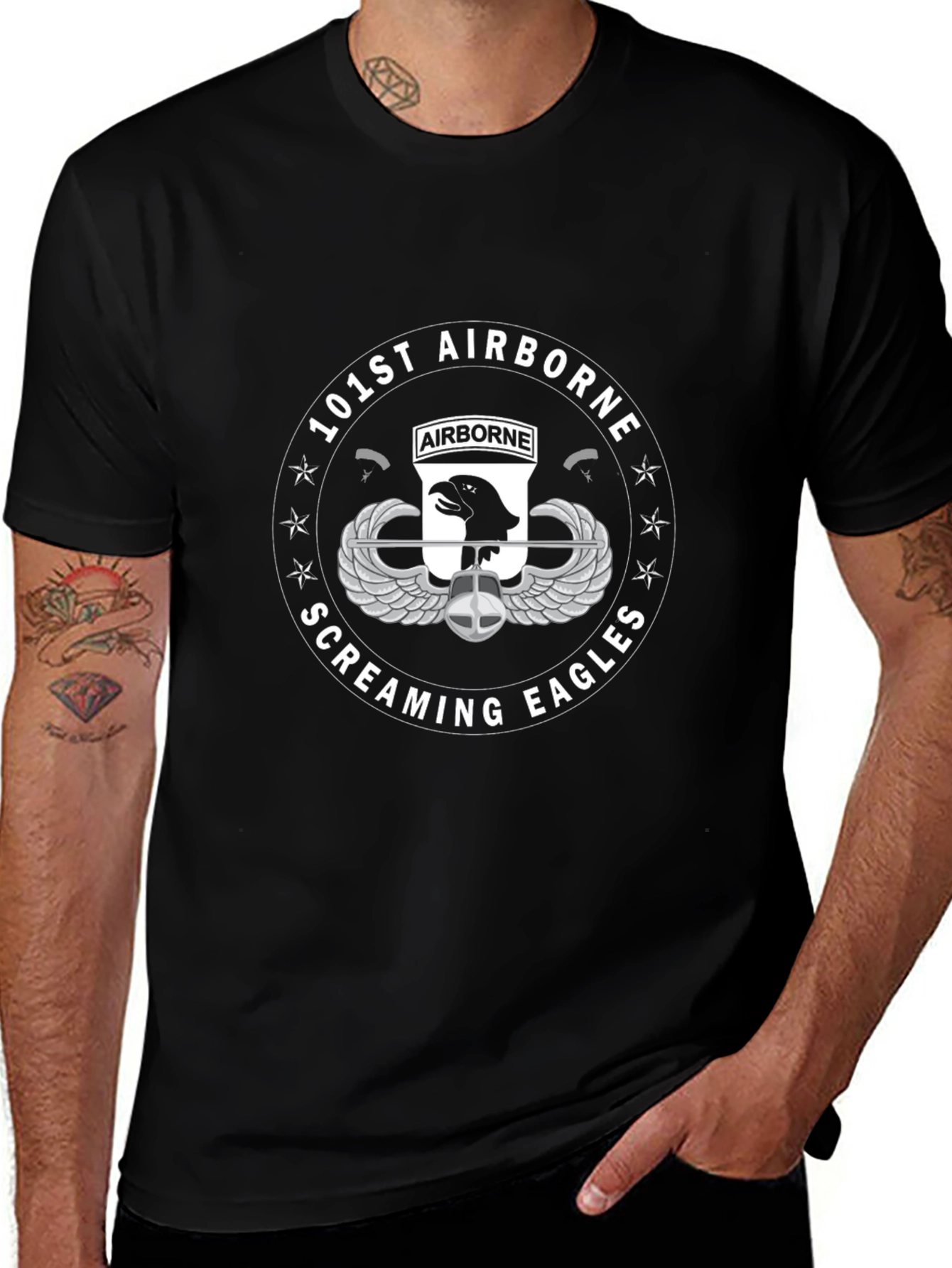 101st Airborne Screaming Eagles Black T-Shirt