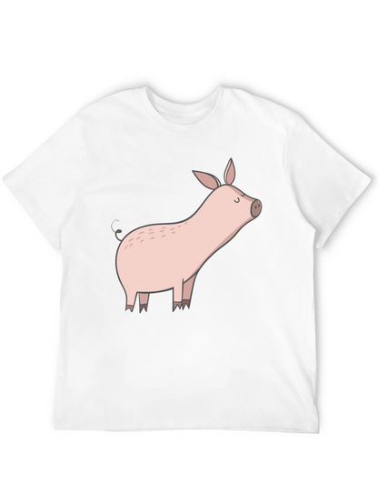 Black T-Shirt with Cute Pig Graphic