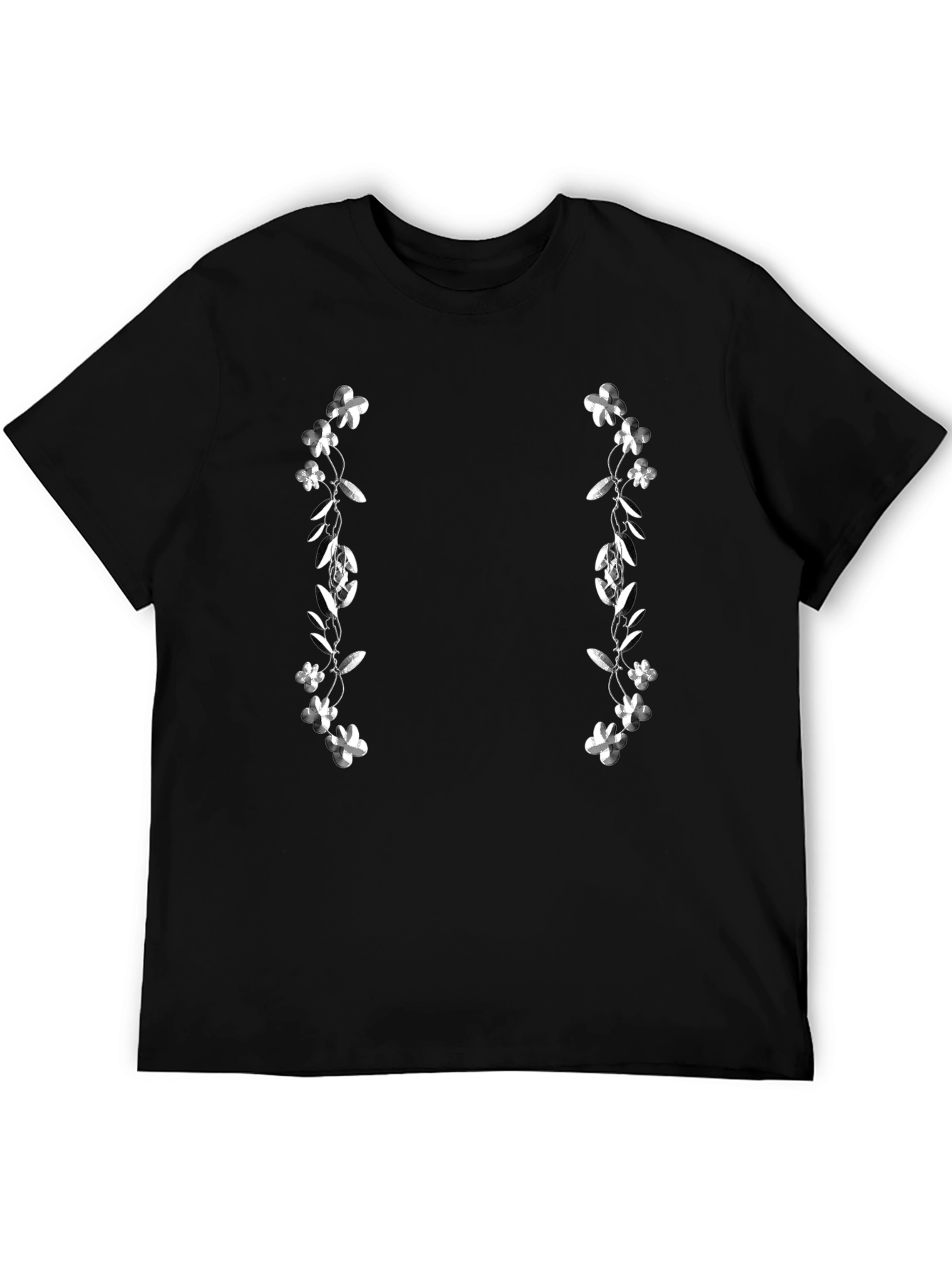 Floral Accent Black T-Shirt