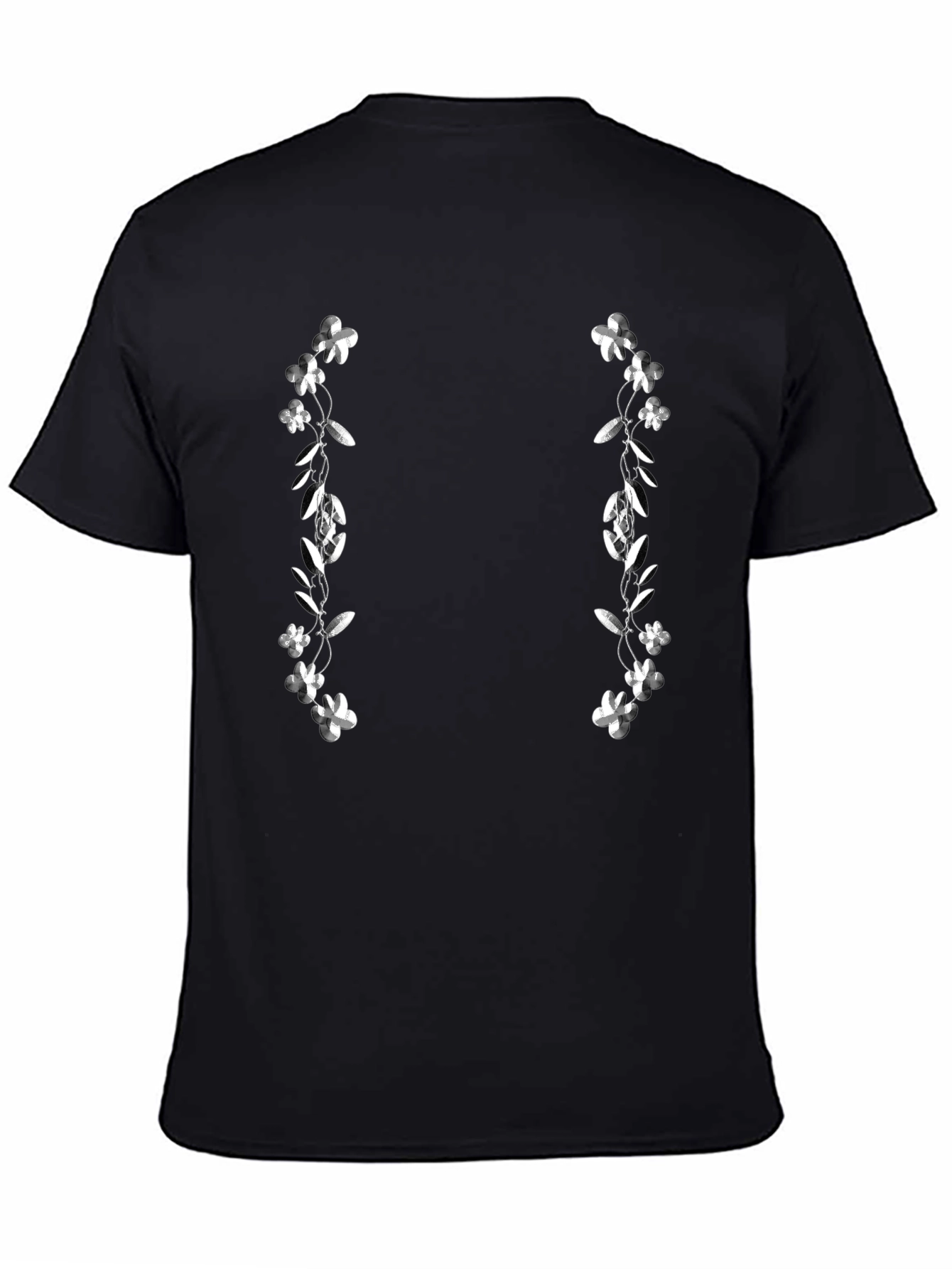 Floral Accent Black T-Shirt