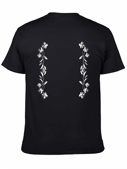 Floral Accent Black T-Shirt