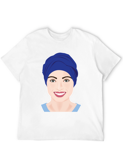 Womens Turban Nurse Graphic Tee - Black Cotton