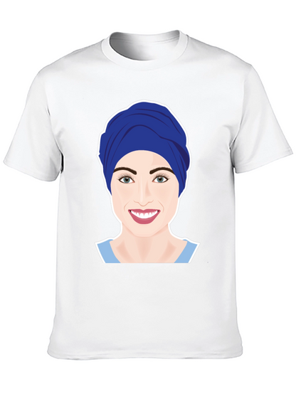 Womens Turban Nurse Graphic Tee - Black Cotton