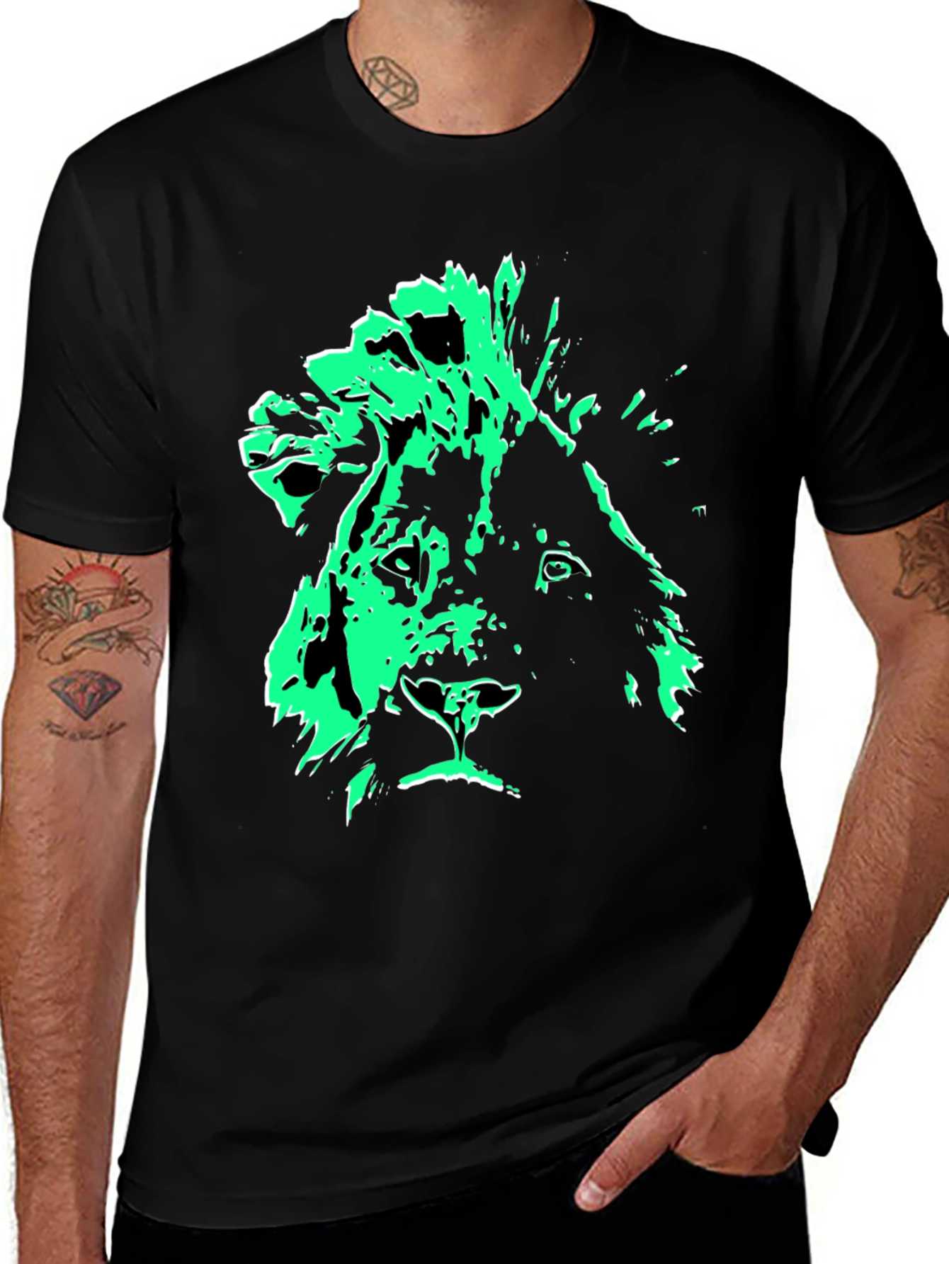 Lion Graphic Tee - Mens Black T-Shirt