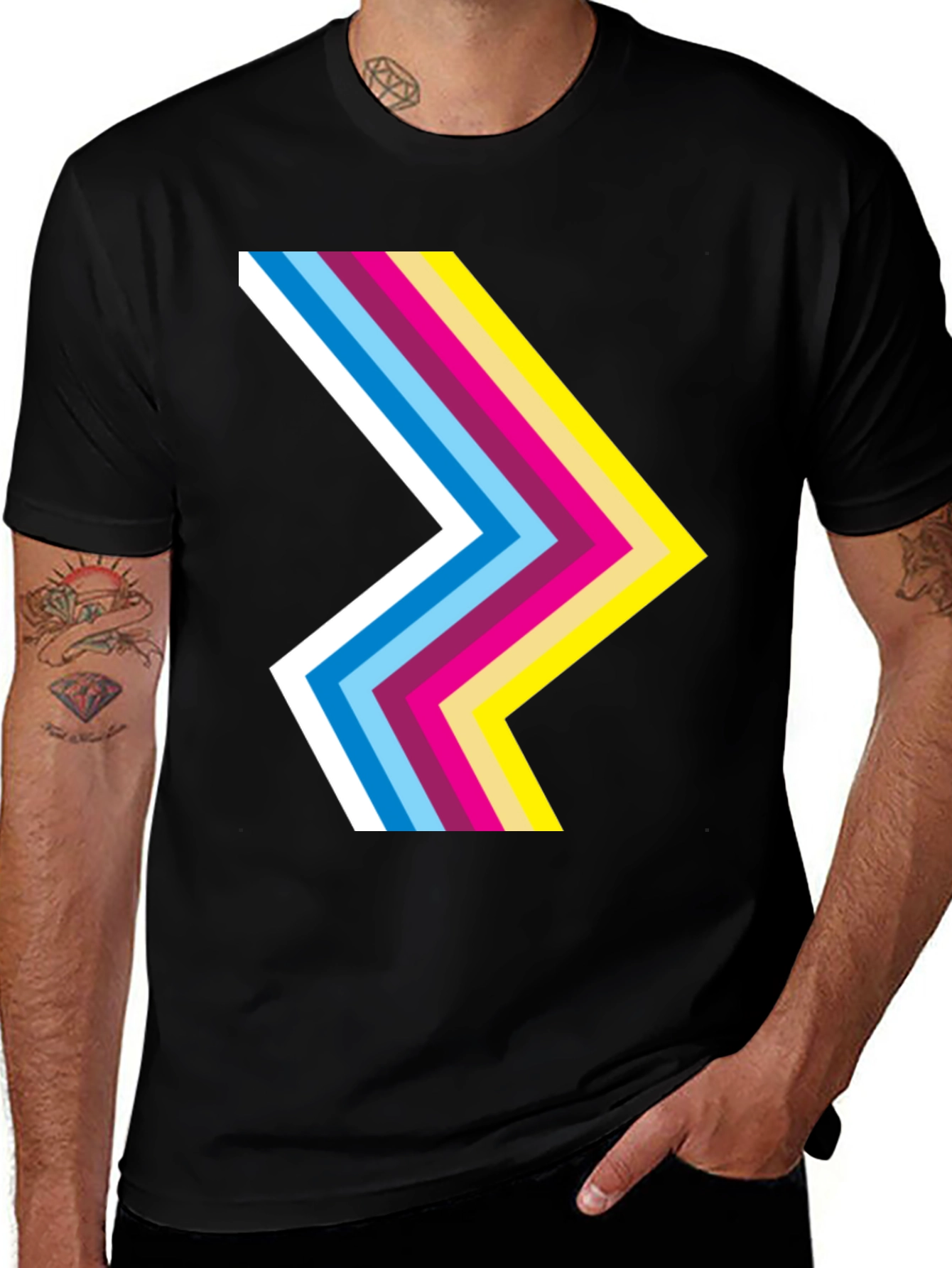 Retro Chevron Black T-Shirt - Stylish Graphic Tee
