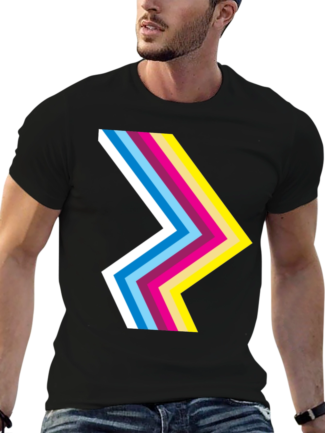 Retro Chevron Black T-Shirt - Stylish Graphic Tee
