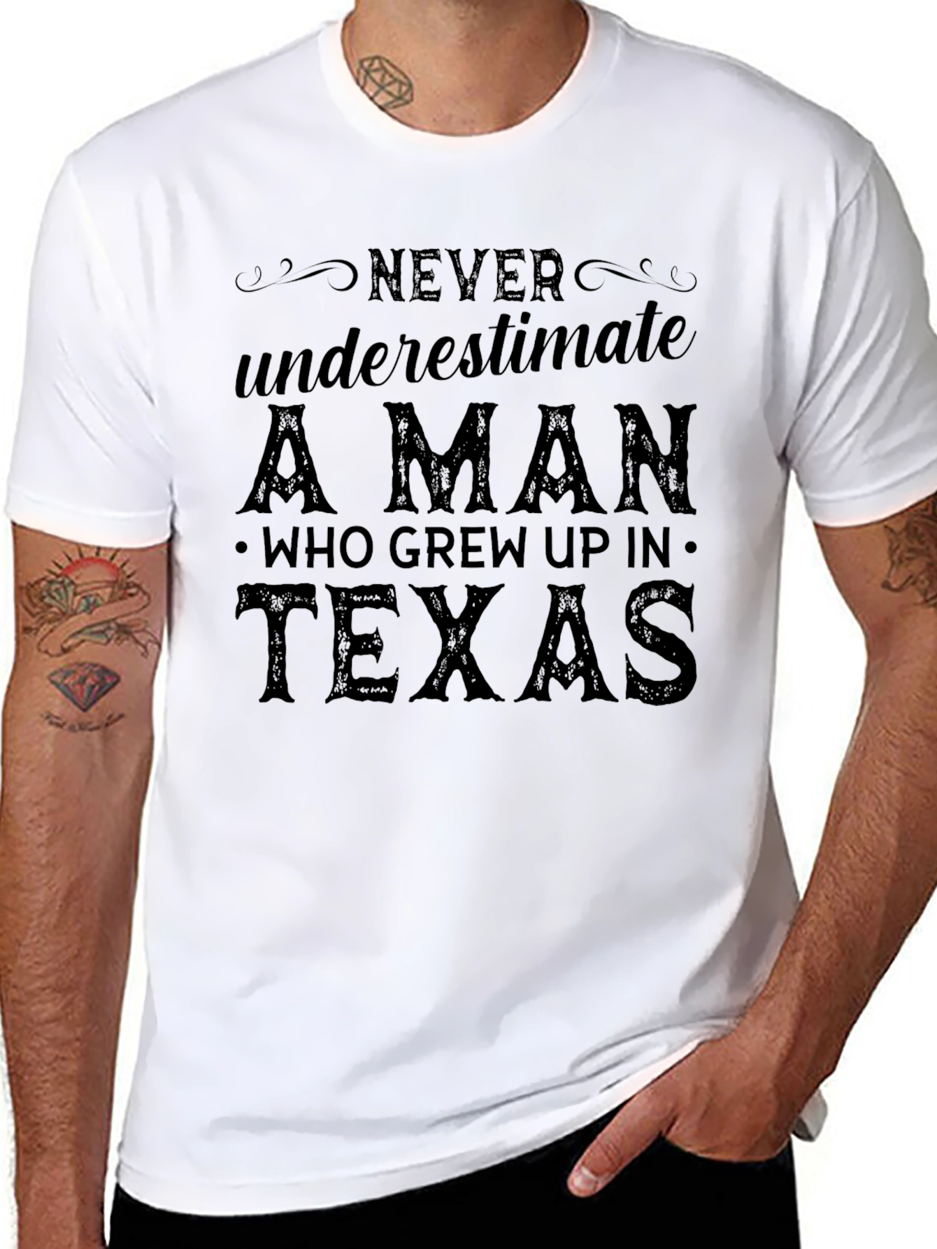 Texas Man Graphic Tee - Never Underestimate Black T-Shirt