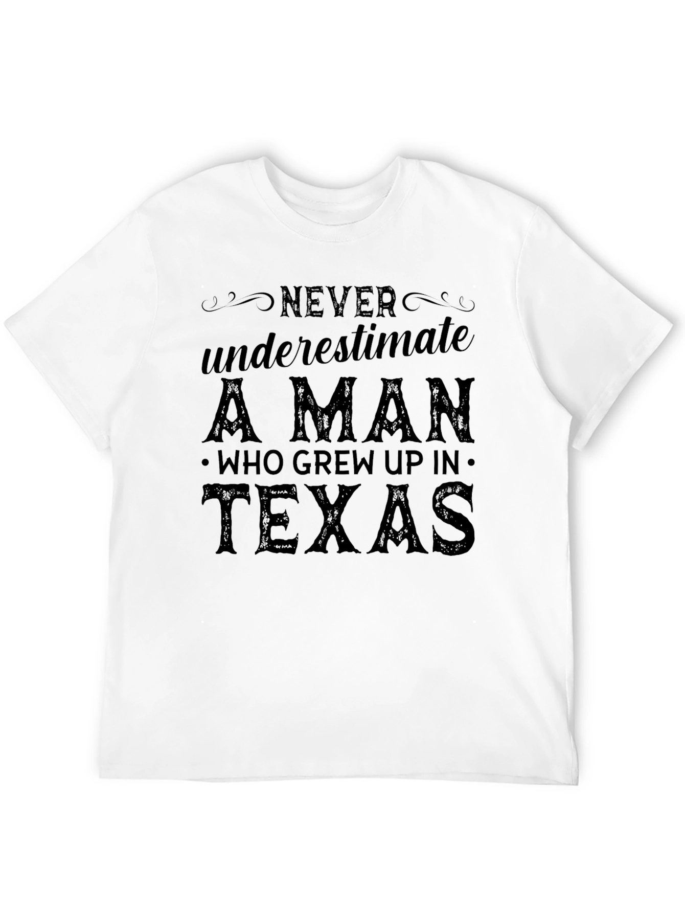 Texas Man Graphic Tee - Never Underestimate Black T-Shirt