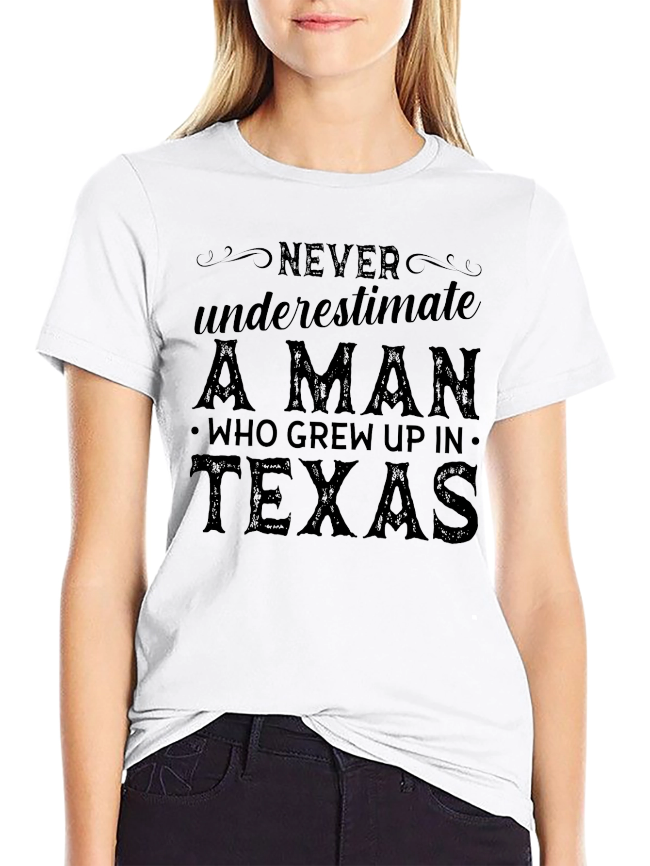 Texas Man Graphic Tee - Never Underestimate Black T-Shirt