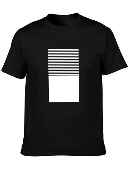 Modern Graphic Tee - Black with White Stripe Design