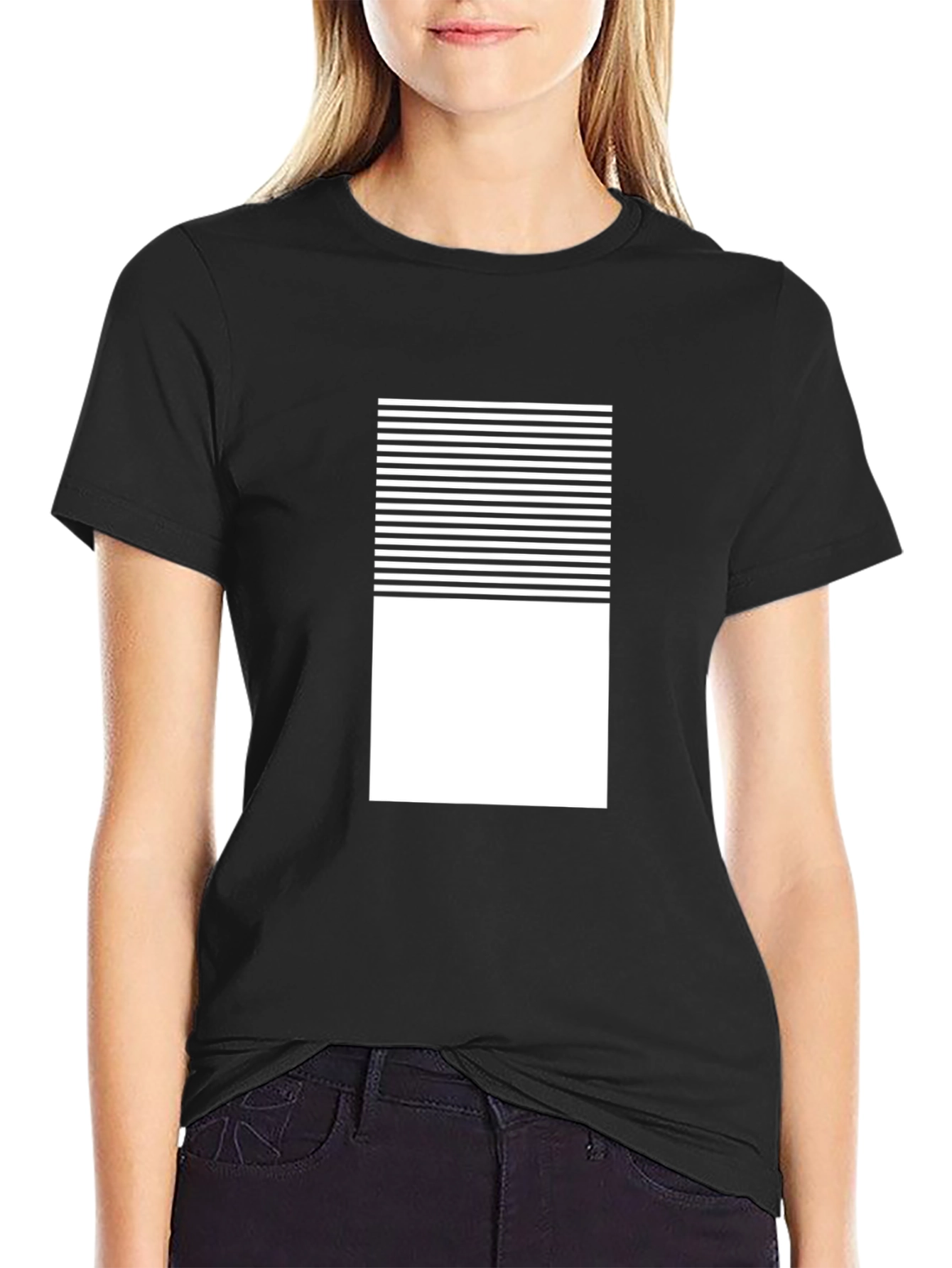 Modern Graphic Tee - Black with White Stripe Design