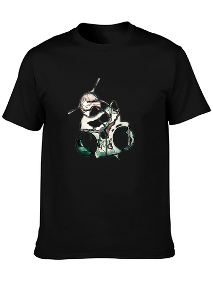 Abstract Skull Graphic Print Black T-Shirt