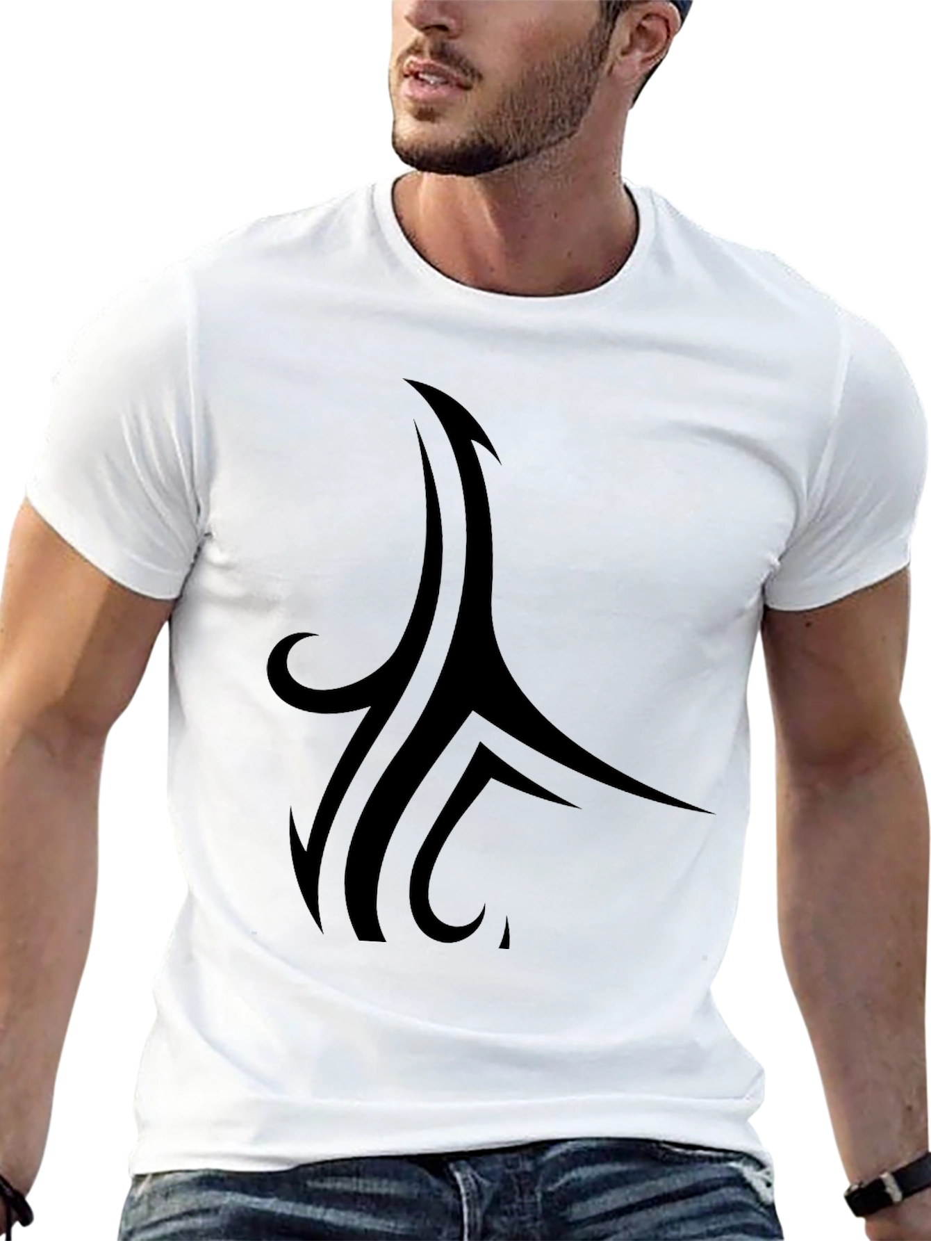 Tribal Style Graphic Black T-Shirt