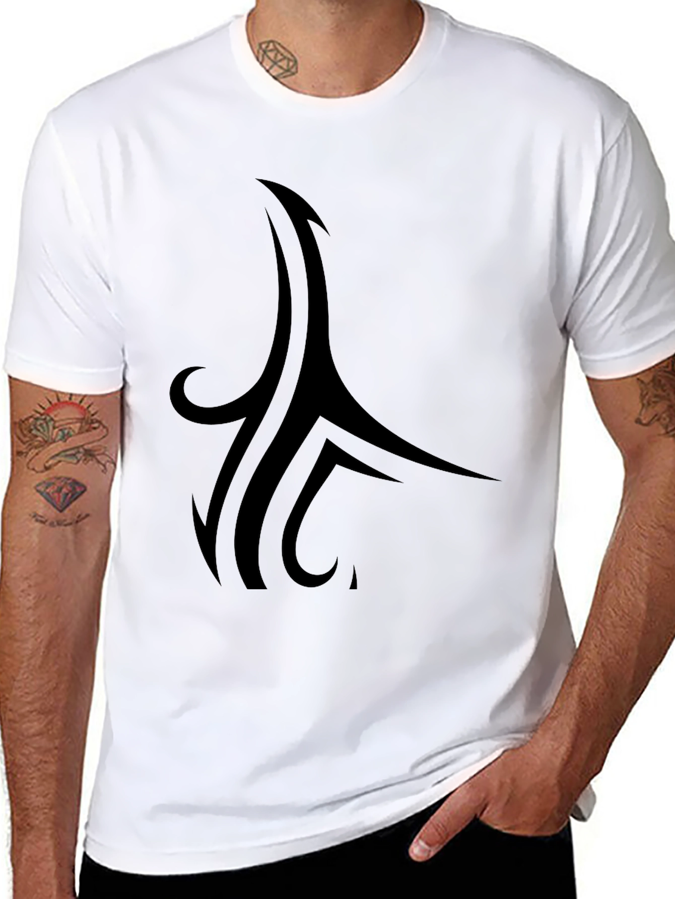 Tribal Style Graphic Black T-Shirt