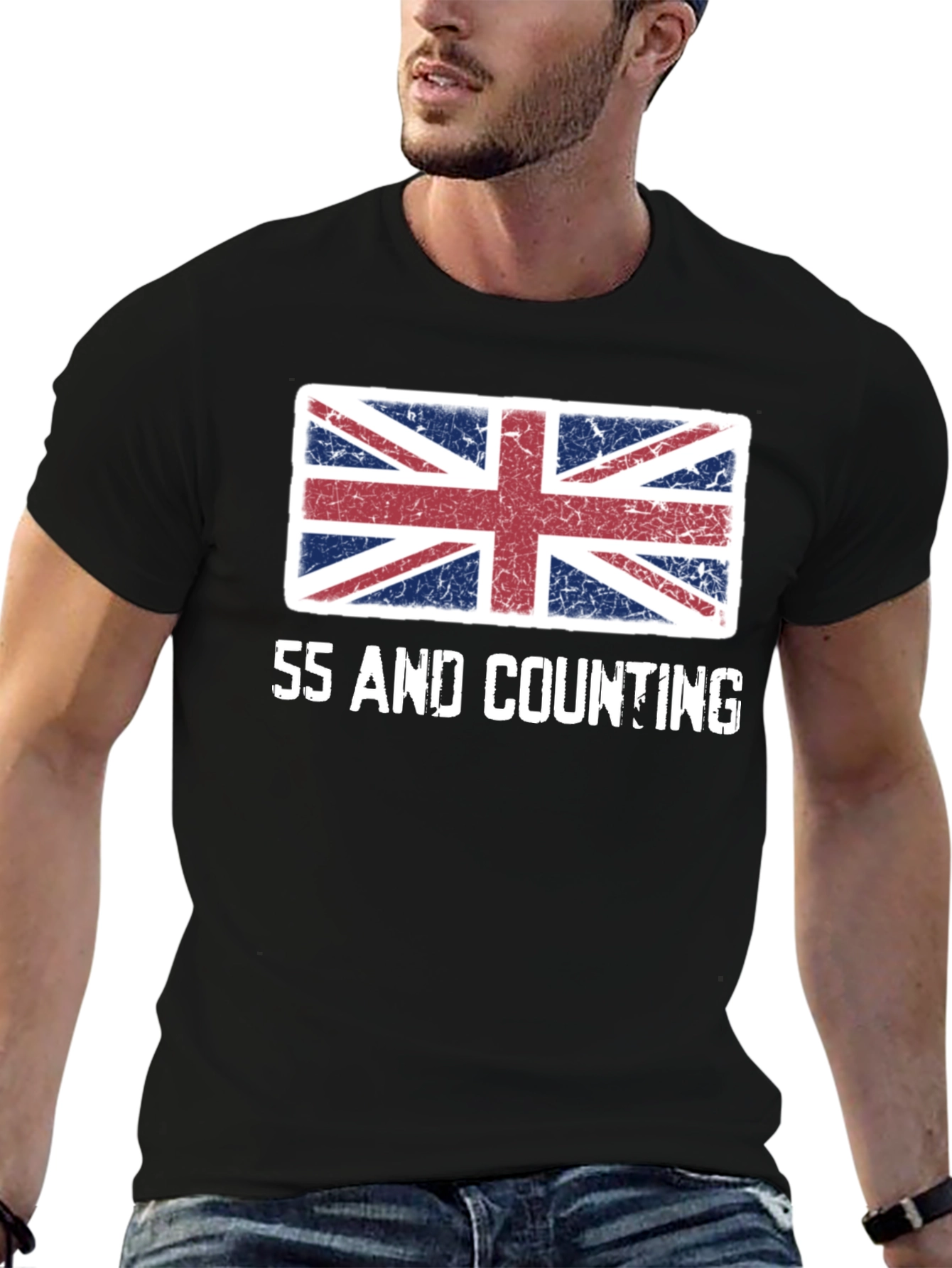 Union Jack Flag 55 and Counting Graphic T-Shirt