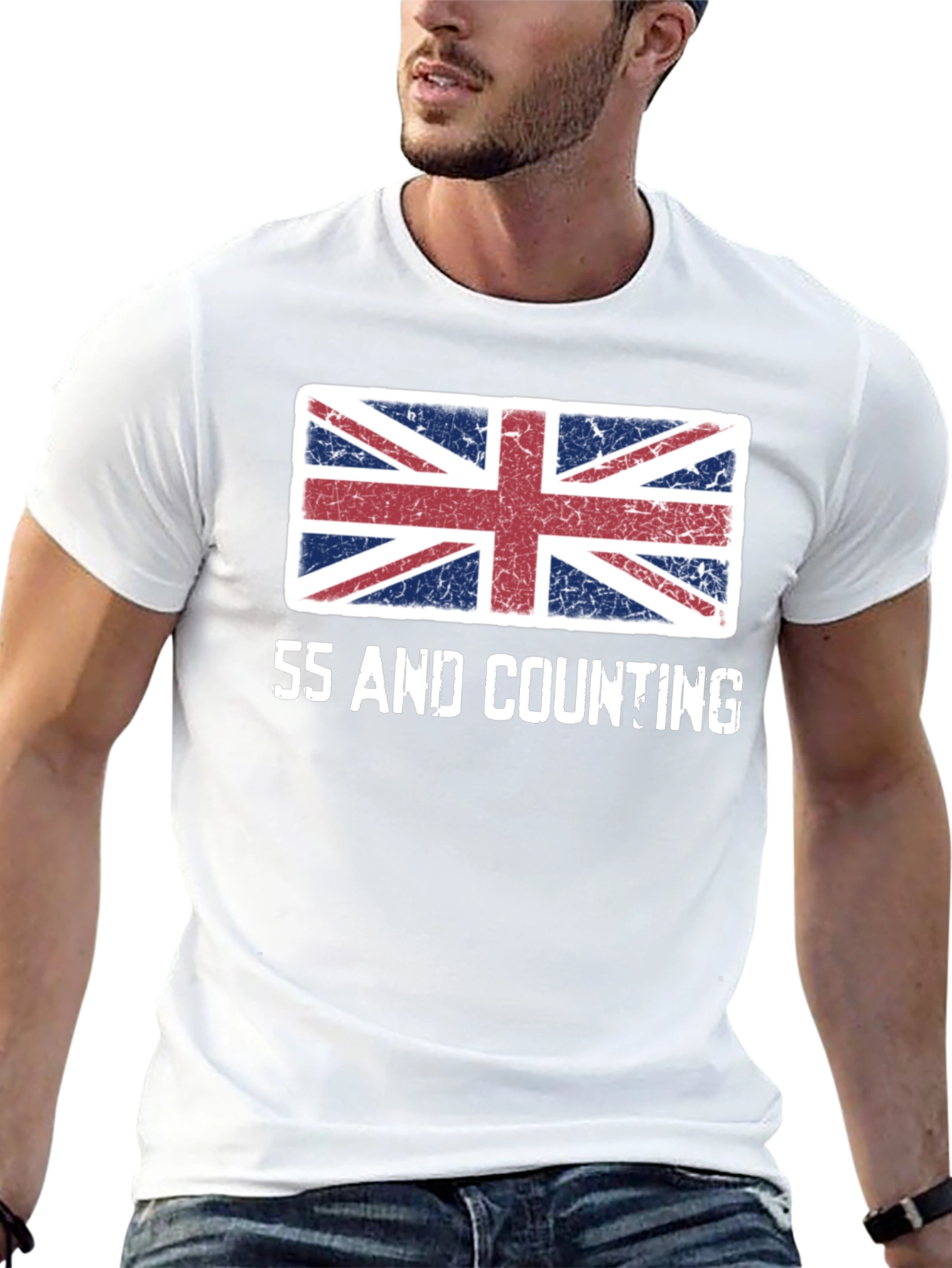 Union Jack Flag 55 and Counting Graphic T-Shirt
