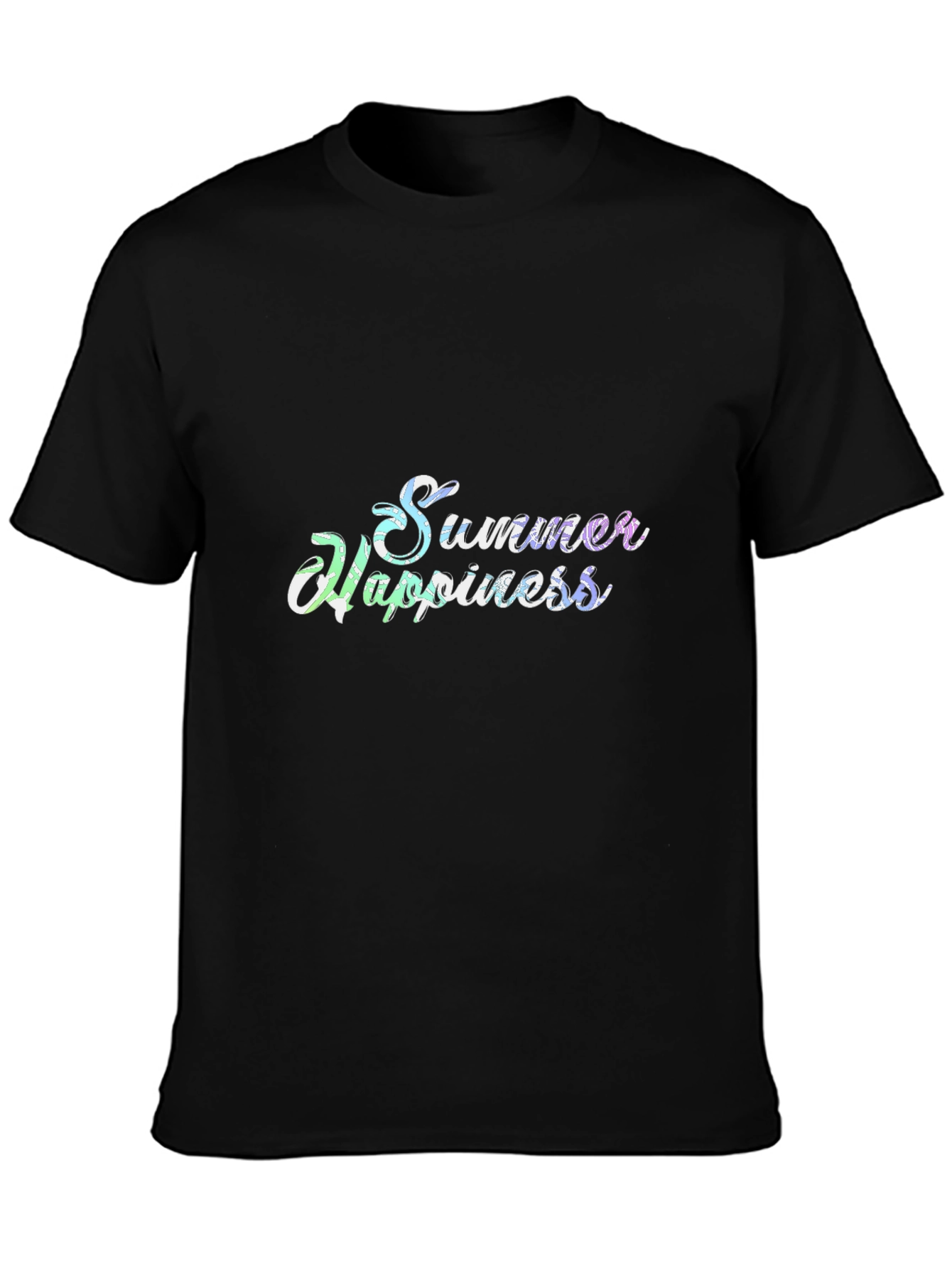 Summer Happiness Black Cotton Tee