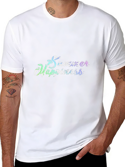 Summer Happiness Black Cotton Tee