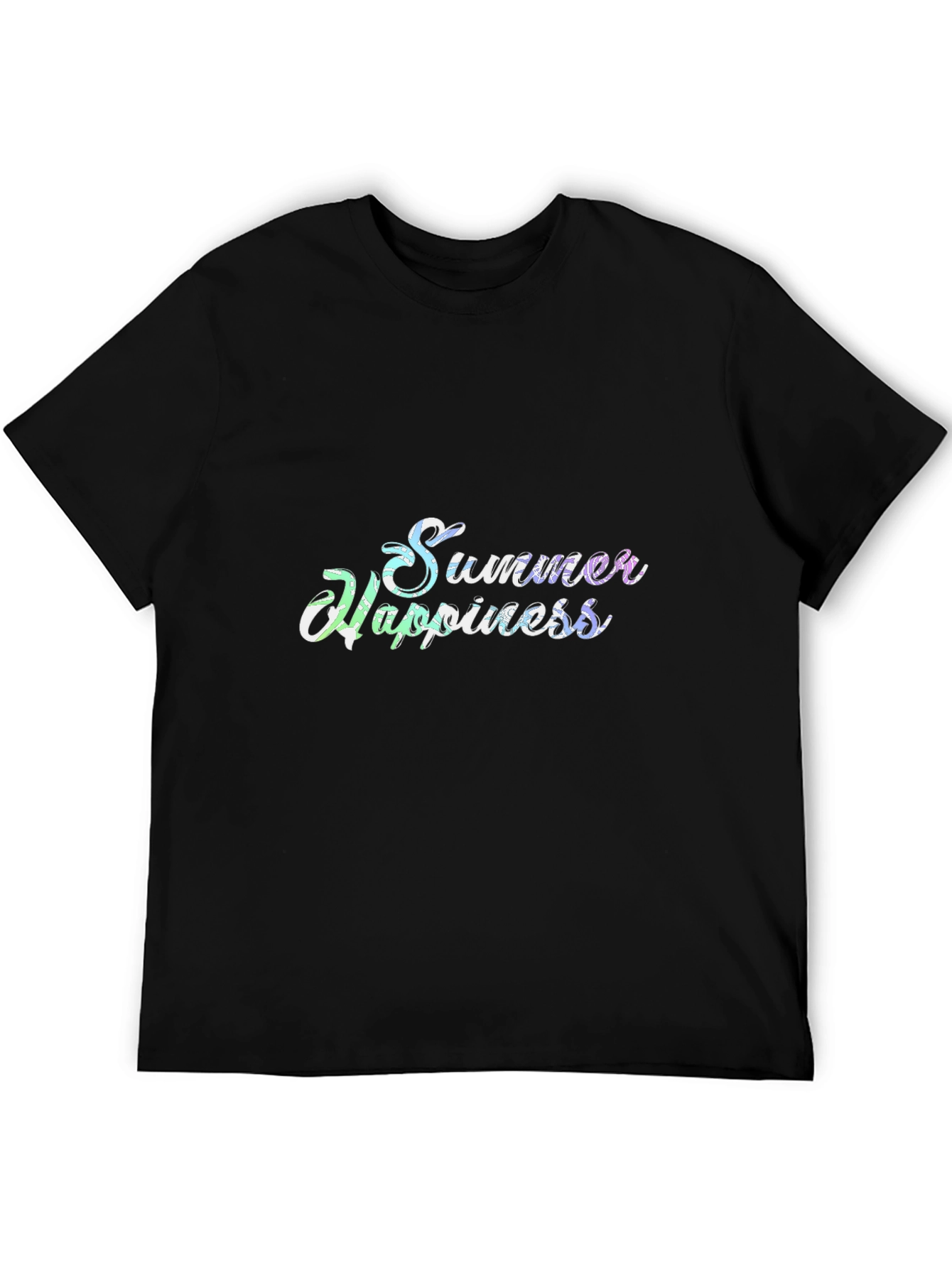 Summer Happiness Black Cotton Tee