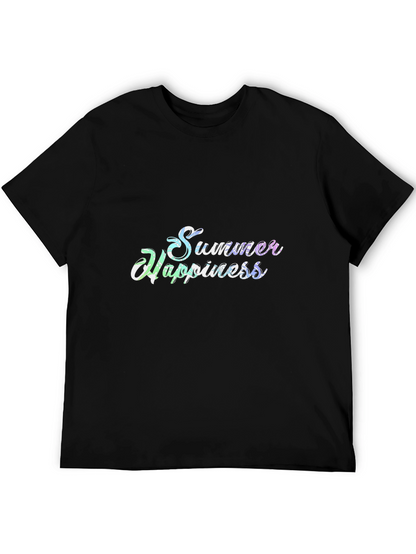 Summer Happiness Black Cotton Tee