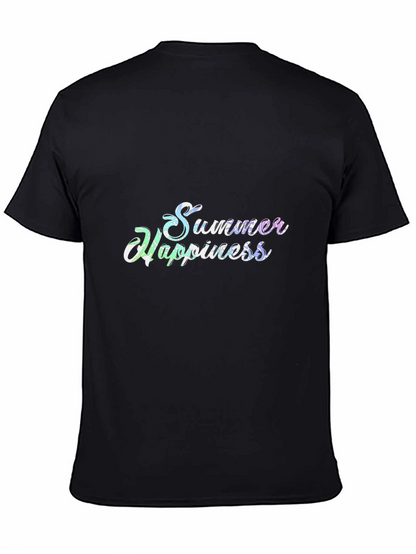 Summer Happiness Black Cotton Tee