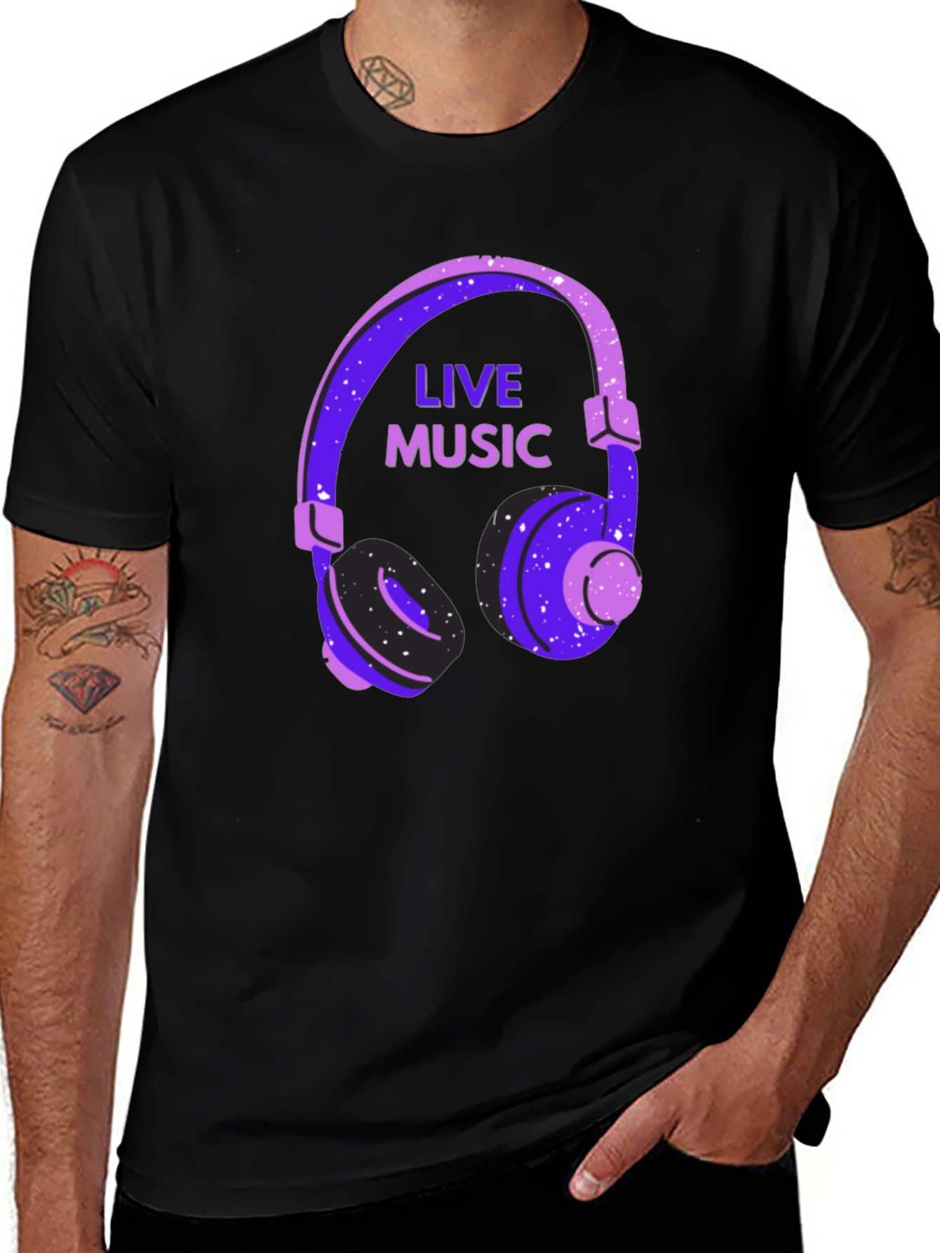 Live Music Headphone Graphic T-Shirt