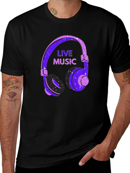 Live Music Headphone Graphic T-Shirt