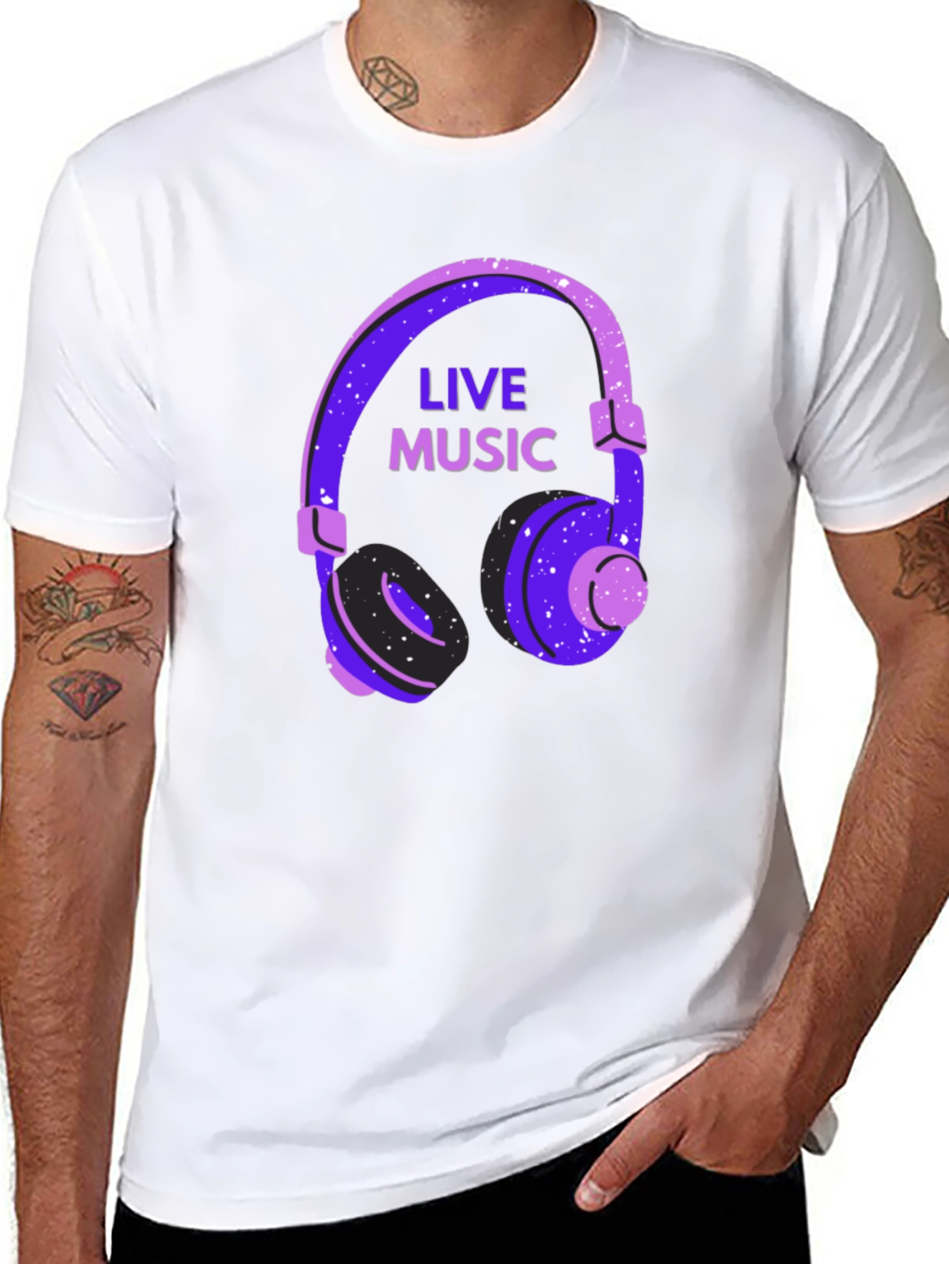 Live Music Headphone Graphic T-Shirt