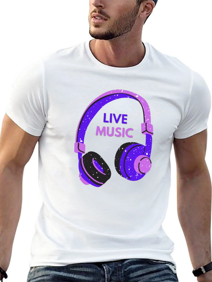 Live Music Headphone Graphic T-Shirt