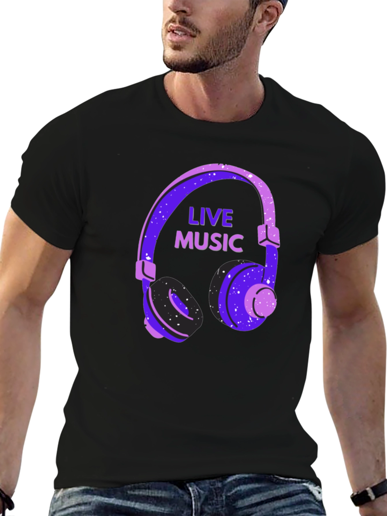 Live Music Headphone Graphic T-Shirt