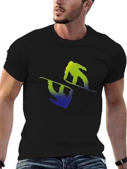 Snowboarder Graphic Tee - Black Cotton Blend Shirt