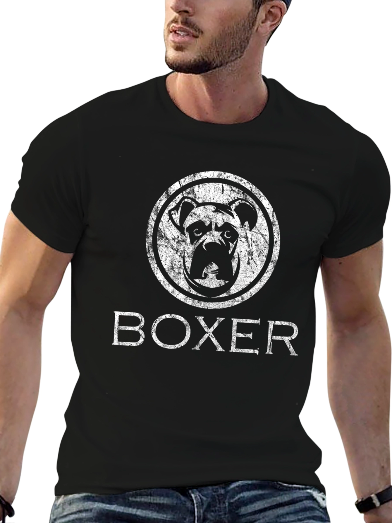 Distressed Boxer Dog Graphic T-Shirt