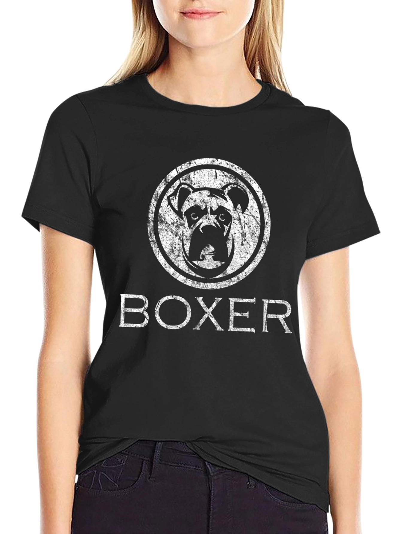 Distressed Boxer Dog Graphic T-Shirt