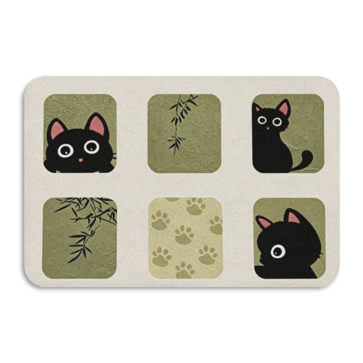 Bamboo Black Cat Diatomite Mat£üChinese Style Bamboo Black Cat Diatomite Mat, Cute Cartoon Quick?Dry Non?Slip Bathroom Shower Floor Mat