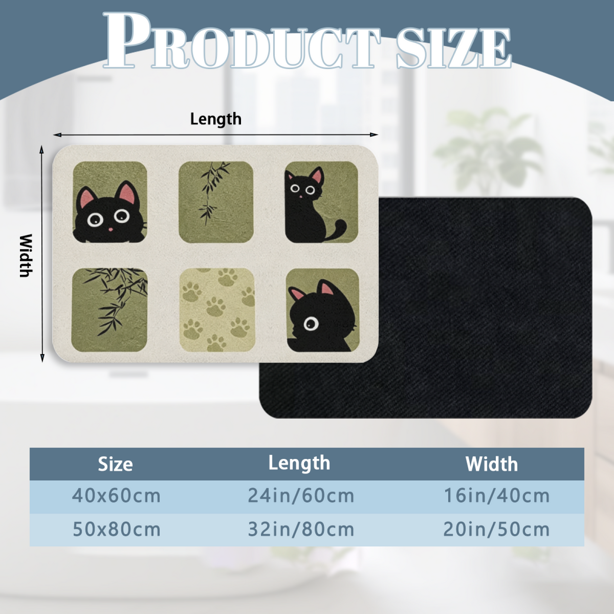 Bamboo Black Cat Diatomite Mat£üChinese Style Bamboo Black Cat Diatomite Mat, Cute Cartoon Quick?Dry Non?Slip Bathroom Shower Floor Mat