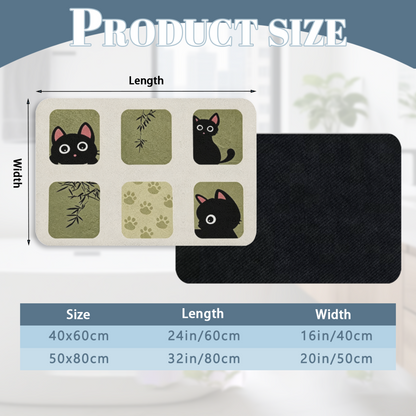 Bamboo Black Cat Diatomite Mat£üChinese Style Bamboo Black Cat Diatomite Mat, Cute Cartoon Quick?Dry Non?Slip Bathroom Shower Floor Mat