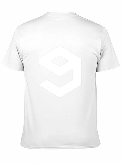 Geometric Number 9 Graphic Tee - Casual Black T-Shirt