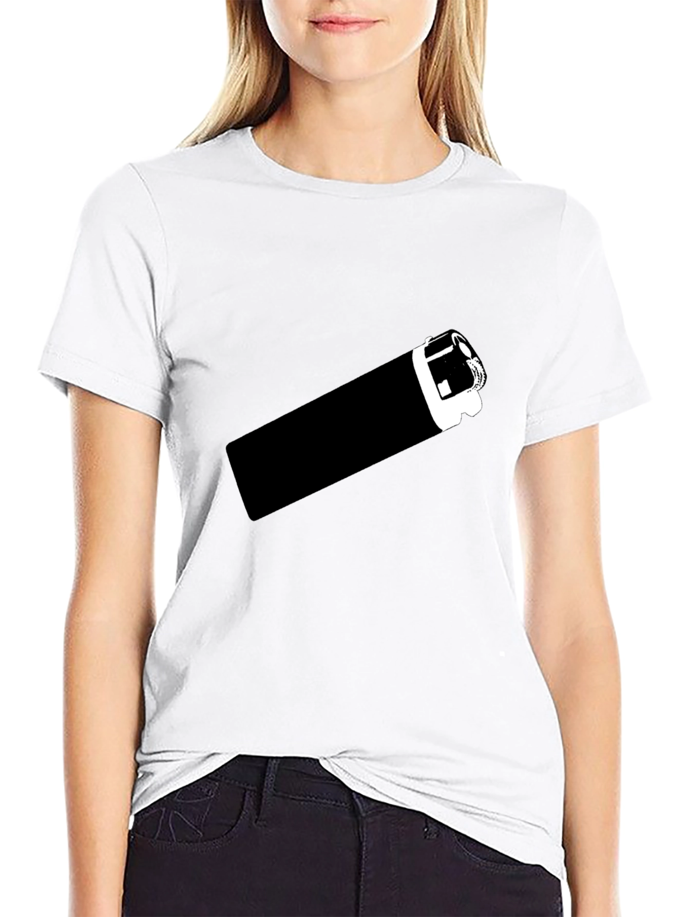 Black T-Shirt with Graphic Lighter Print