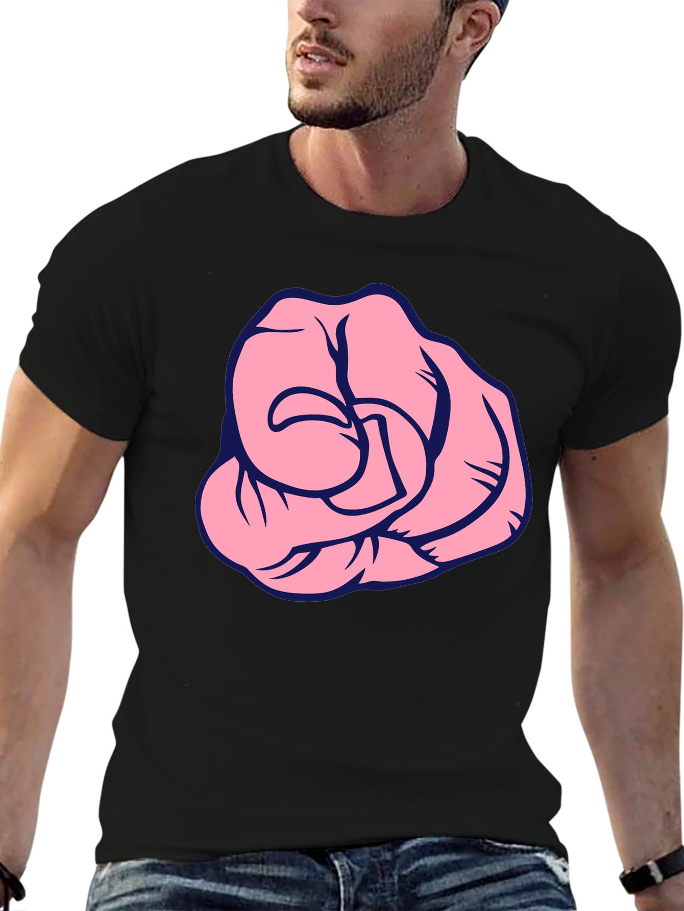 Pink Fist Graphic Black T-Shirt